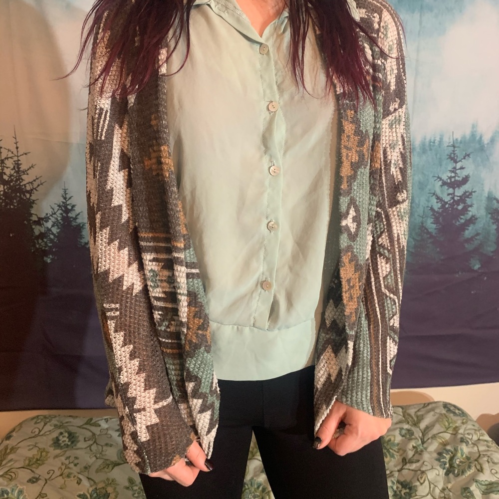 Aztec print cardigan